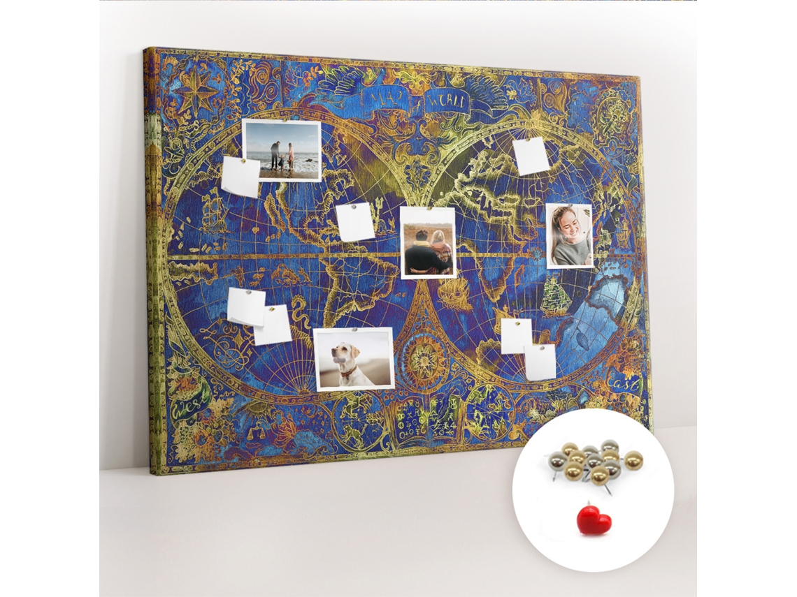 Quadro De Cortiça Com Impressão Mapa De Atlas Para O Corredor Espelharte (140x100 Cm)