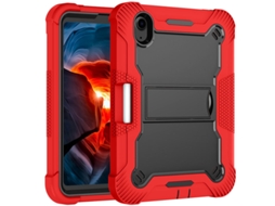 Capa Protetora Para Tablet Ipad Mini6 Para Apple, Capa Protetora Com Suporte Vermelho Brilhante + Preto - Ipad Mini6