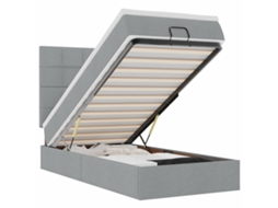 Cama Otomana com Colchão Leds Tecido Cinza Claro MAISON EXCLUSIVE (80x200 cm)