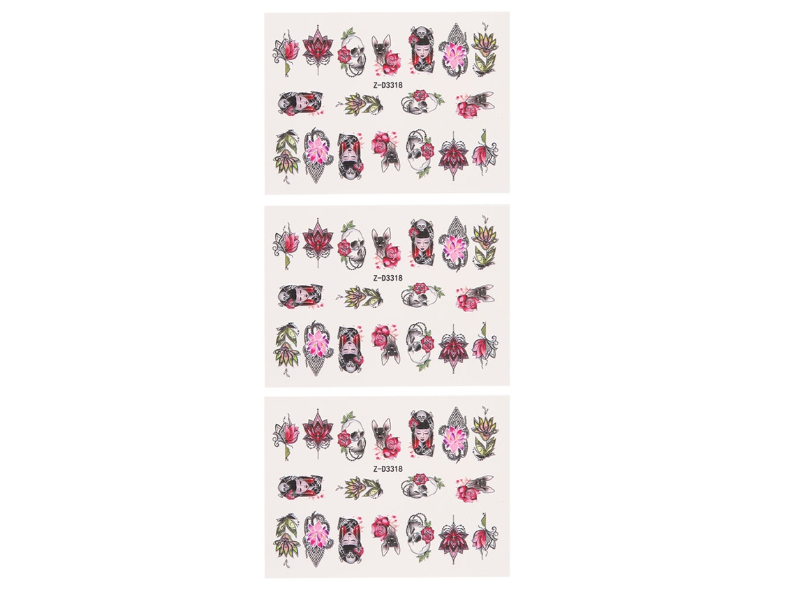 3 Folhas De Adesivos De Arte De Unhas 5d Autoadesivos Com Estampa Para Manicure Ferramenta Diy Z D3318