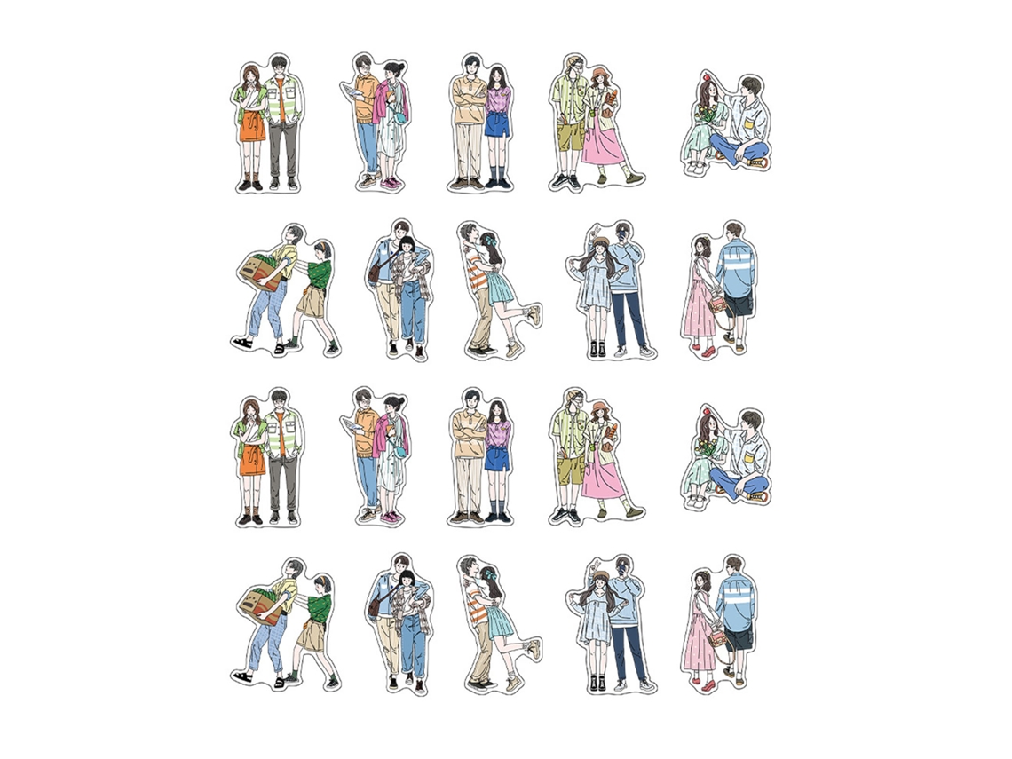 20 folhas adesivos de casal fofo | S/MARCA