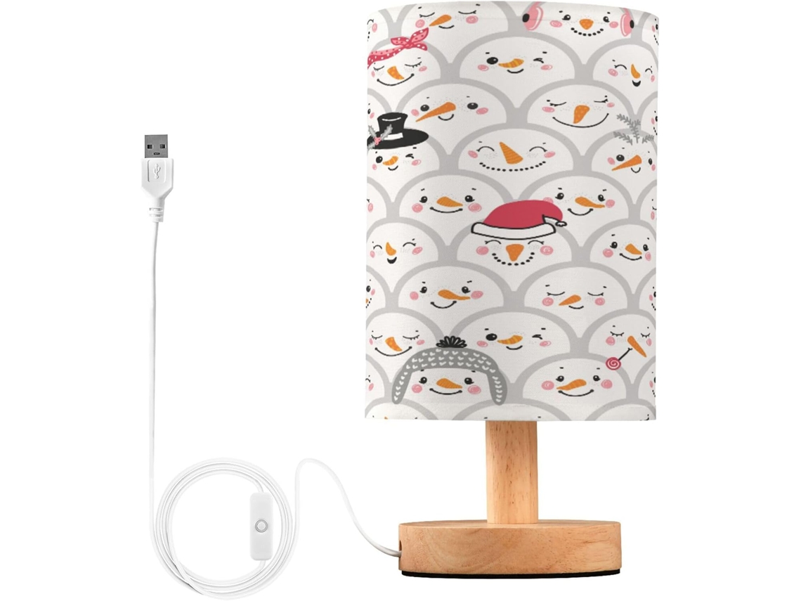 Abajur De Mesa Led Luminária Cabeceira Elétrica Para Quarto Infantil, Corredor, Natal, Com Design De Cabeça Boneco Neve