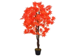 Vidaxl Planta Bordo Artificial Com Vaso Vermelho 120 Cm