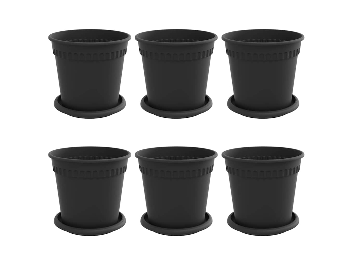 Vasos de Plantas 6 Pcs Preto Ø 17 X 14 Cm Plástico MAISON EXCLUSIVE