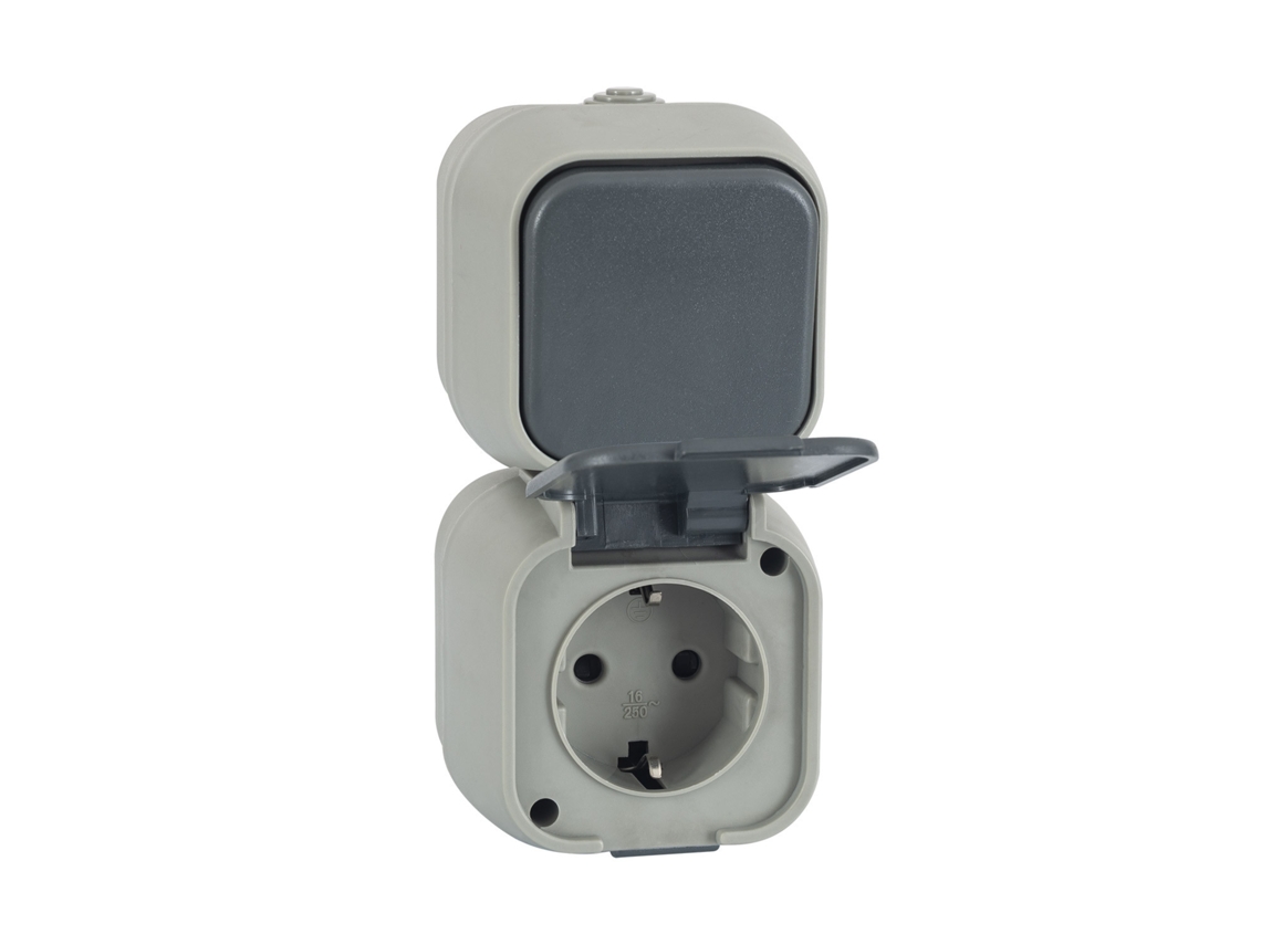Interruptor Simples Conmutado e Tomada Tipo F Schuko Ip54