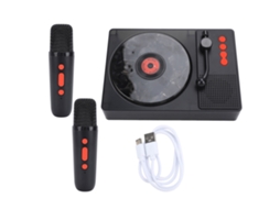 Caixa de som Bluetooth portátil EOOCOO, com dois microfones, retro