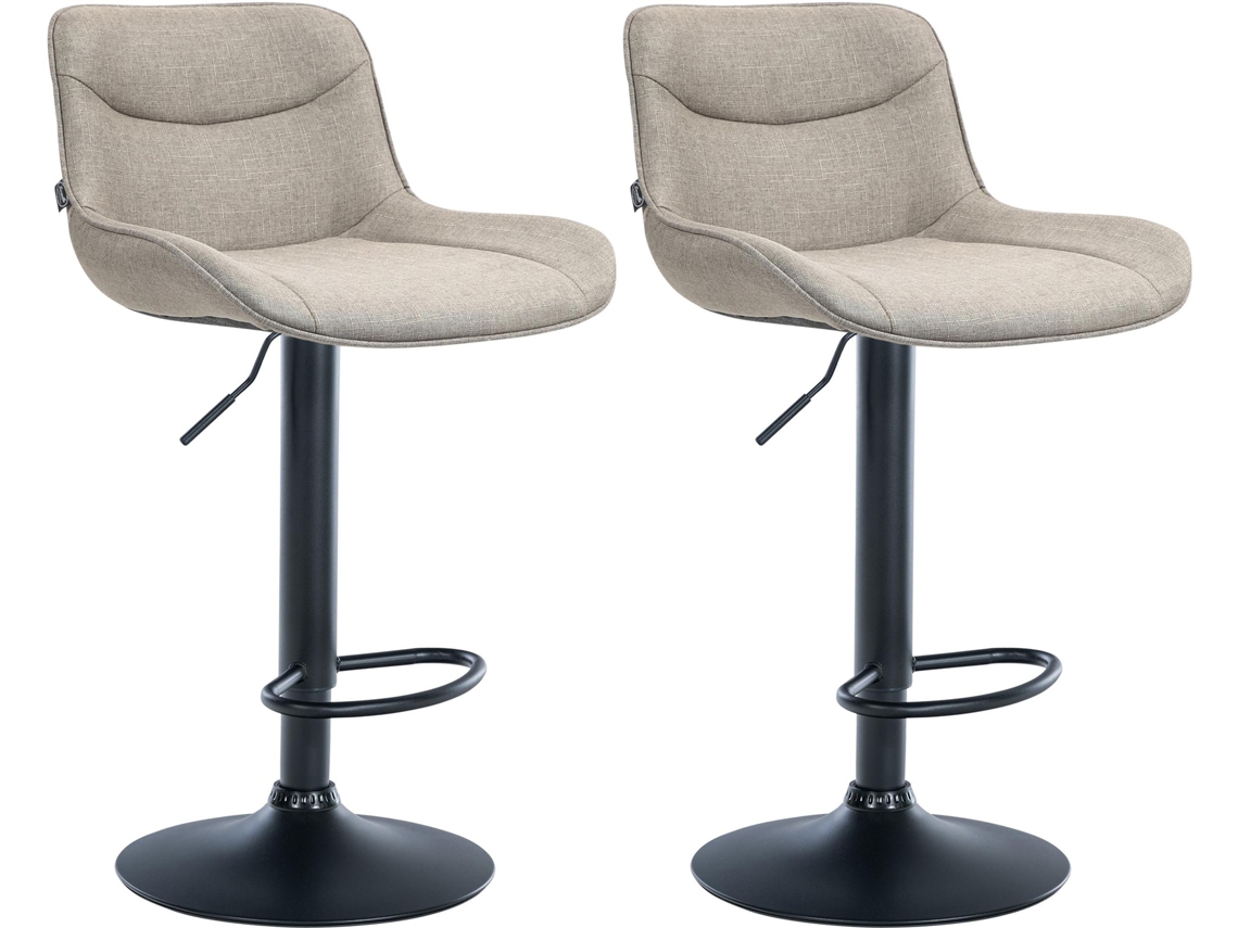 Conjunto de 2 Bancos de Bar Vonore em Tecido Taupe/Preto CLP