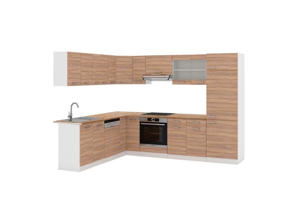 Cozinha de canto R-Line, 227 x 287 cm, PT Carvalho, Sonoma/branco, Vicco