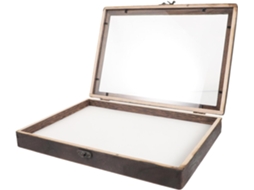 Caixa De Madeira Vintage Para Espécimes De Insetos Com Tampa Transparente Suspensa.