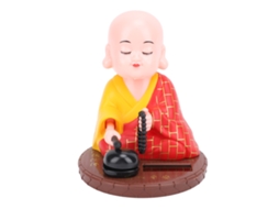 Baok-Pequeno Monge Figura Solar Com Ornamento de Nodding Automático para Carro Painel Decoração De Escritório Vermelho