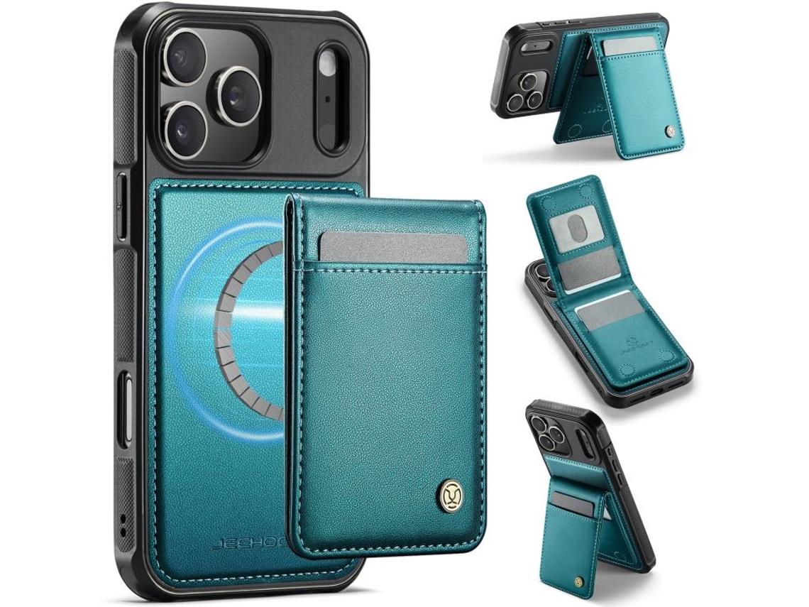 Capa Para Iphone 17 Pro Max Jeehood Estilo Britânico Com Rfid E Magsafe Em Pu