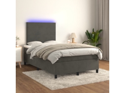 Vidaxl Cama Box Spring C/ Colchão/led 120x200cm Veludo Cinzento escuro