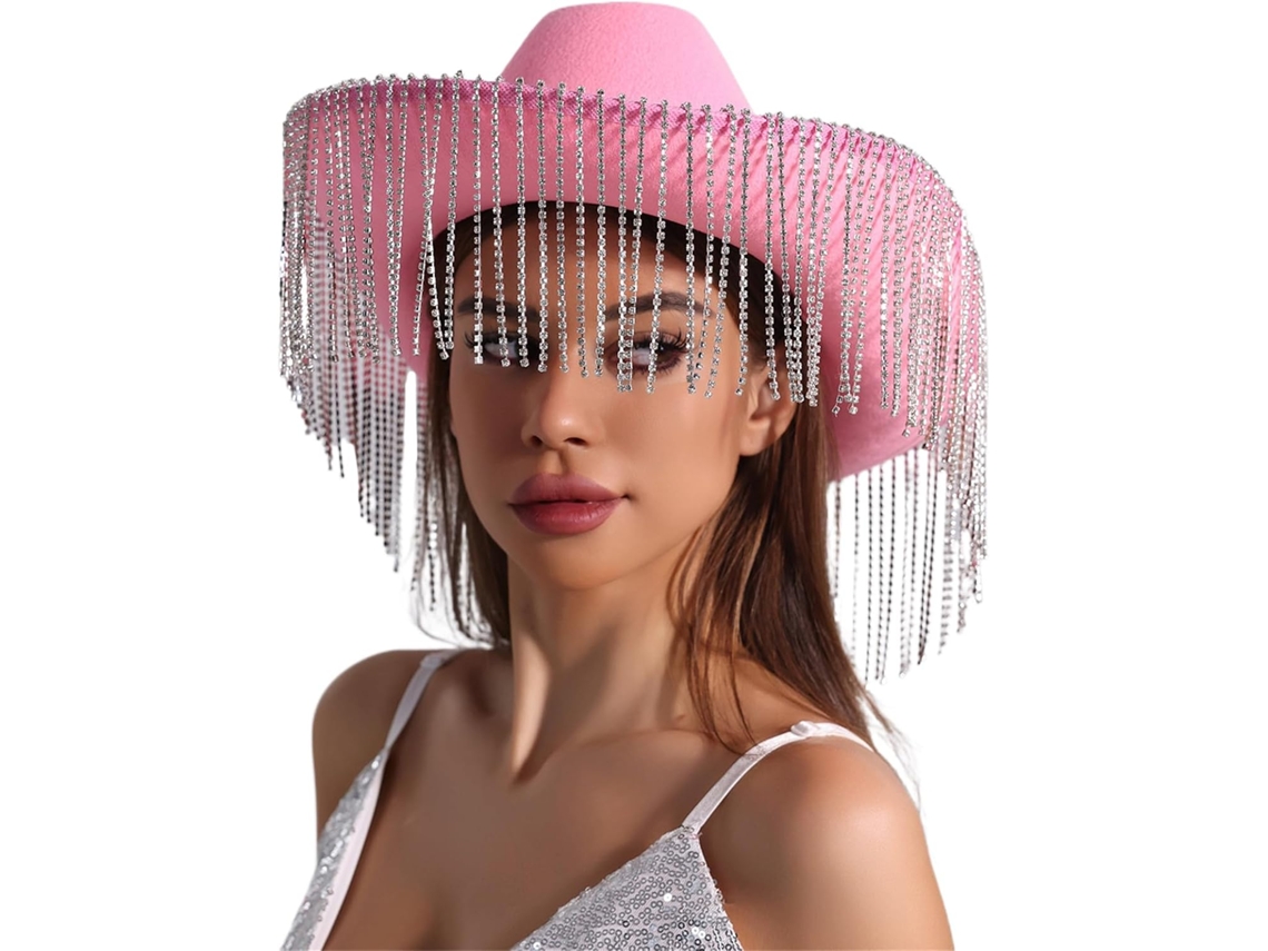 Chapéu Feminino Com Franjas E Strass - Para Uso Prático E Funcional