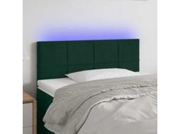 Vidaxl Cabeceira De Cama C/ Luzes Led Veludo 80x5x78/88cm Verde-escuro