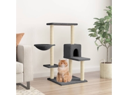 Vidaxl Árvore P/ Gatos C/ Postes Arranhadores Sisal 95 Cm Cinza-escuro