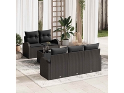 Vidaxl Conjunto De Sofá De Jardim Preto 55 X 55 X 37 Cm Vime Pe