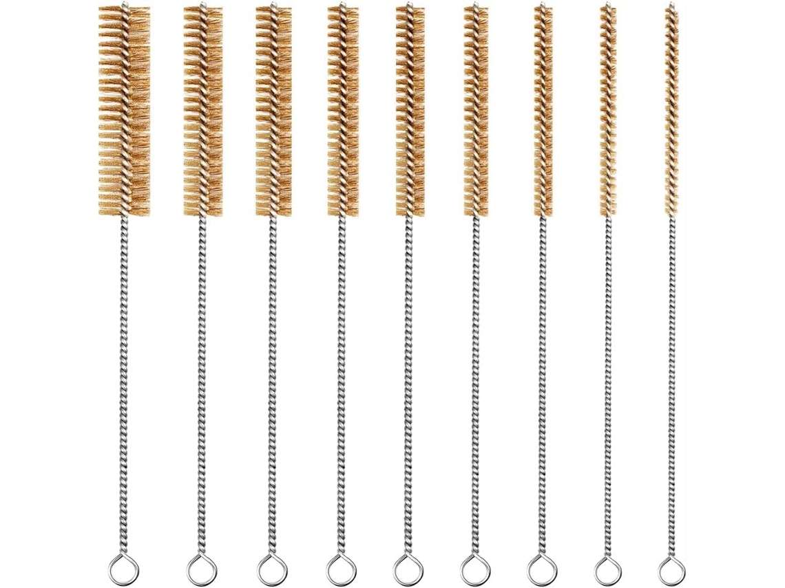 Conjunto De 9 Escovas Arame Latão, Escova De Limpeza Tubos 30cm, Kit De Escovas Arame Redondas, Escova De Cerdas
