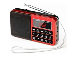 Rádio Portátil Fm/am /sw/usb/micro Sd/mp3 Com Botões Grandes E Visor, Bateria Recarregável De 1200mah (vermelho) Olysi Shop (mw)