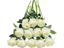 Flores Artificiais - Flores Falsas - Rosas Artificiais - Flores de Seda - Rosas Falsas - 12 Rosas Artificiais - 50 cm - Brancas