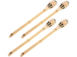 Conjunto De 4 Tochas De Bambu À Prova De Vento Para Jardim, Ideais Para Decoração E Iluminação Externa.