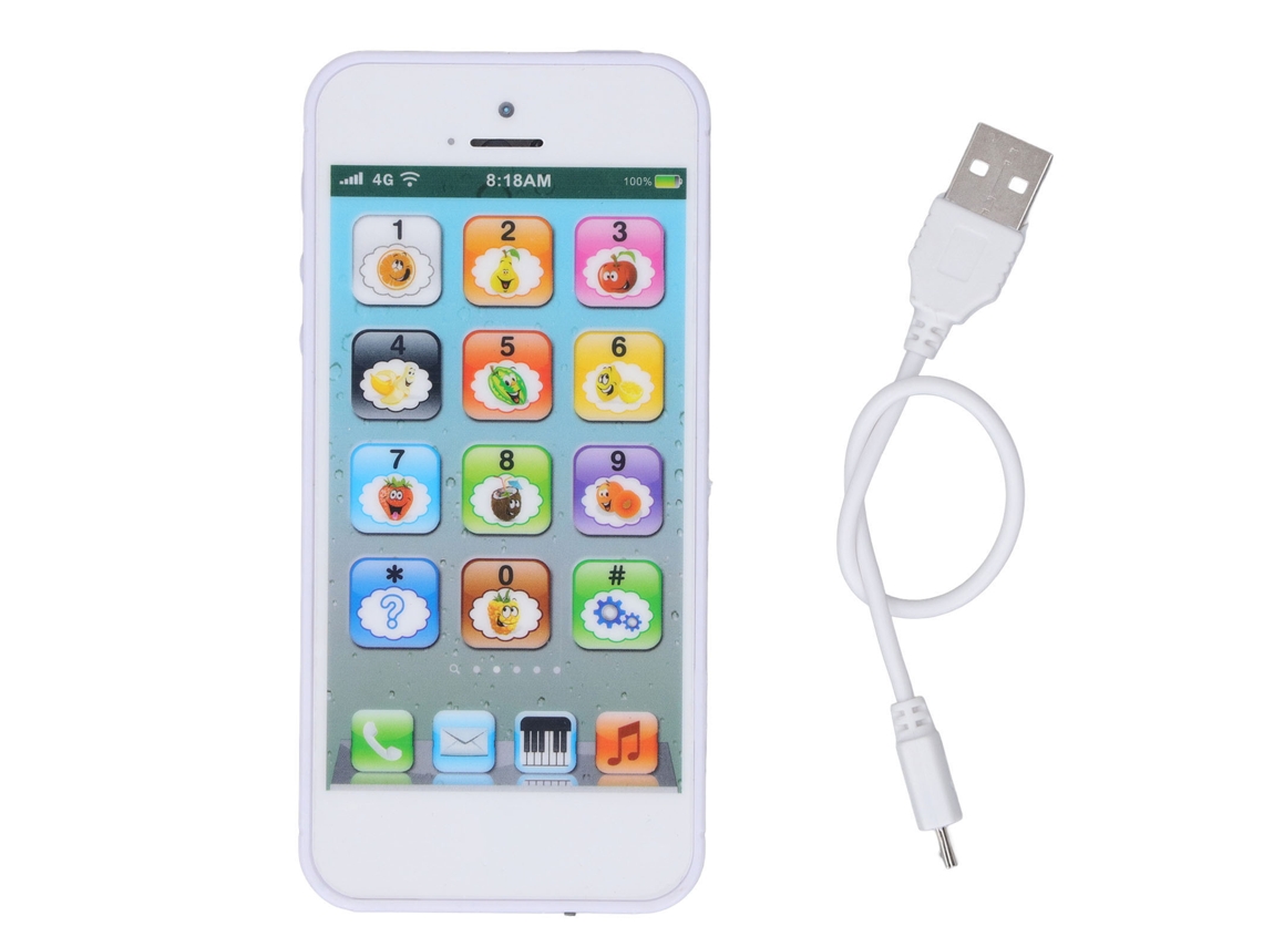 Mali telefone Educativo de Brincadeira Recarregável com Usb para Aprendizado Infantil Branco