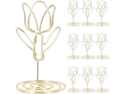 Conjunto 10 Porta Retratos Metal Dourado Prendedores Criativos Menus Formato Tulipa Números Casamento Recados GOKOCO