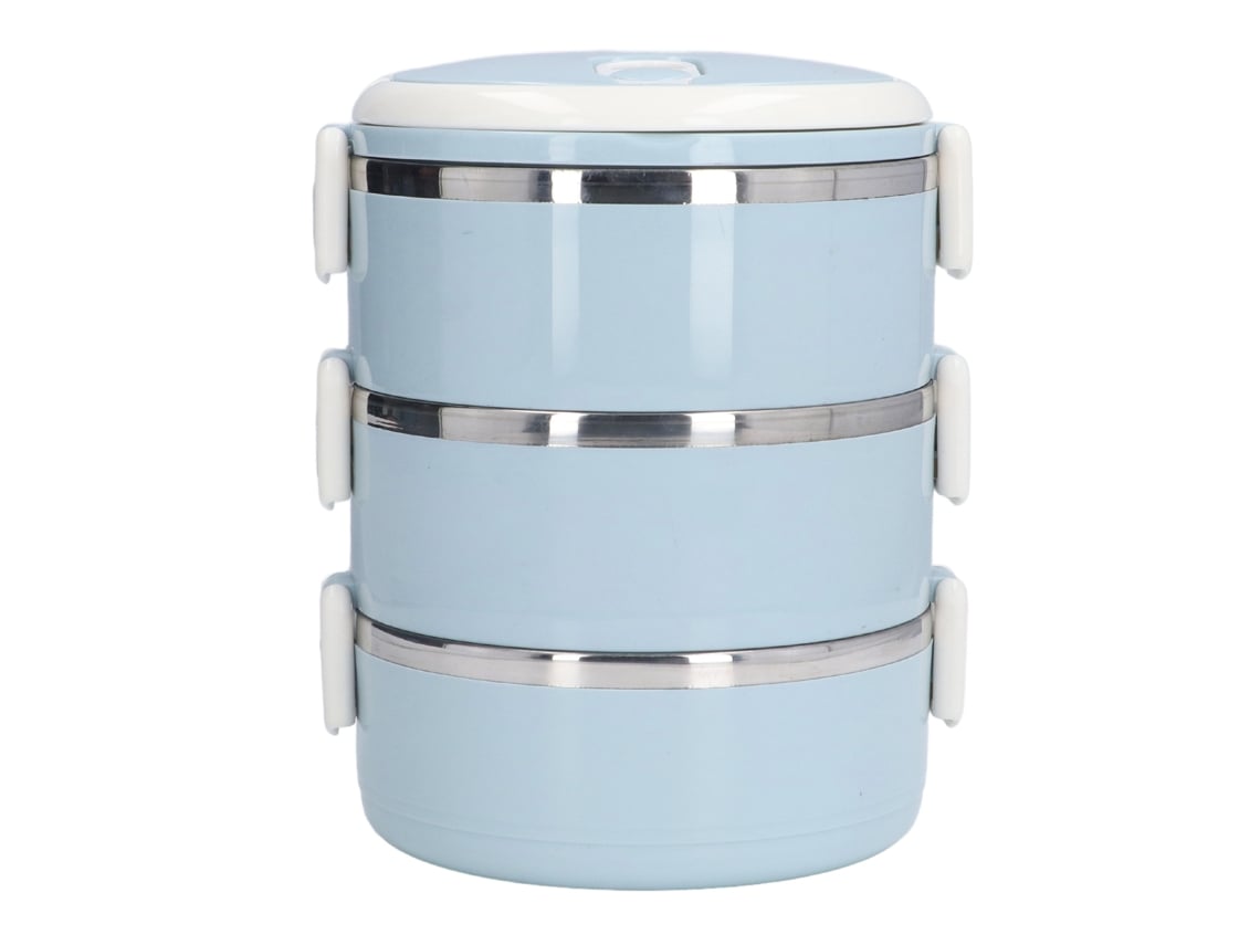 Caixa de Almoço Térmica 3 Camadas Aço Inoxidável Azul