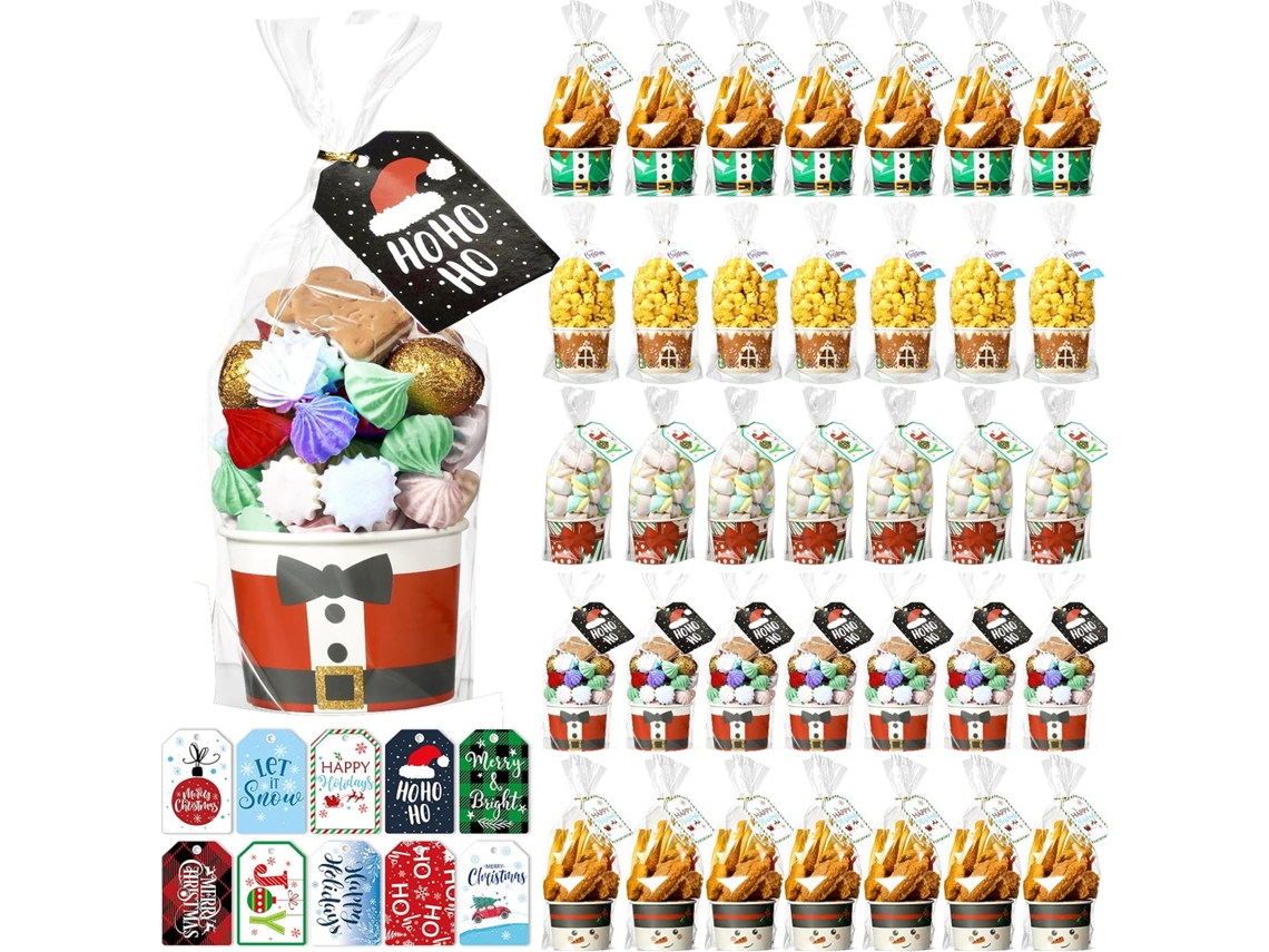 Conjunto Com 50 De Presente De Natal Tecido, Para Presentes Decorativa