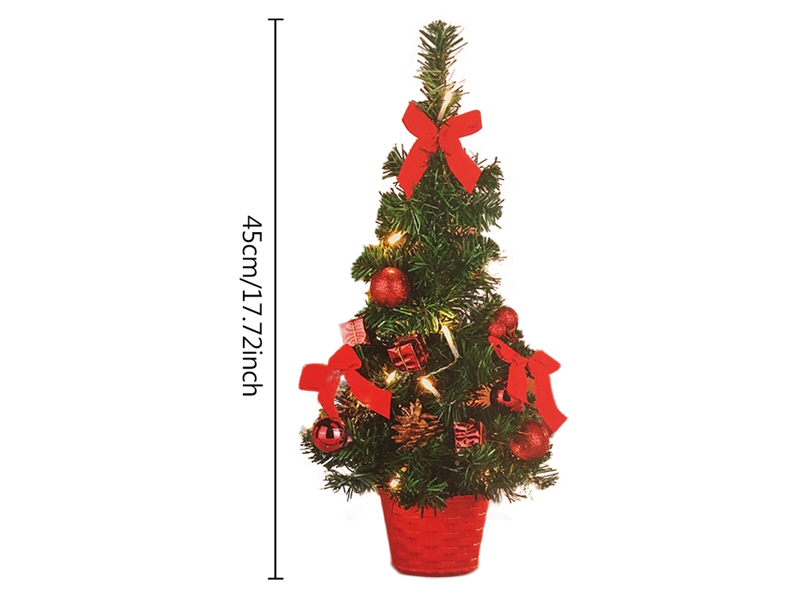 Mini Árvore De Natal Led Decoração De Mesa Vermelha 45cm Eoocoo