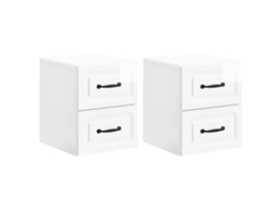 Vidaxl Gabinete de Canto Montado na Parede 2 Pcs Branco Brilhante