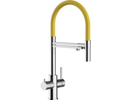 Torneira de cozinha VIZIO 5 Vias Tubo Giratória 360° Aço polido Amarelo (Aço)