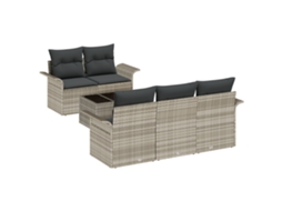 Conjunto 6 Sofá Exterior Vidaxl Cinzento-claro Vime Pe (55 X 55 X 37 Cm)