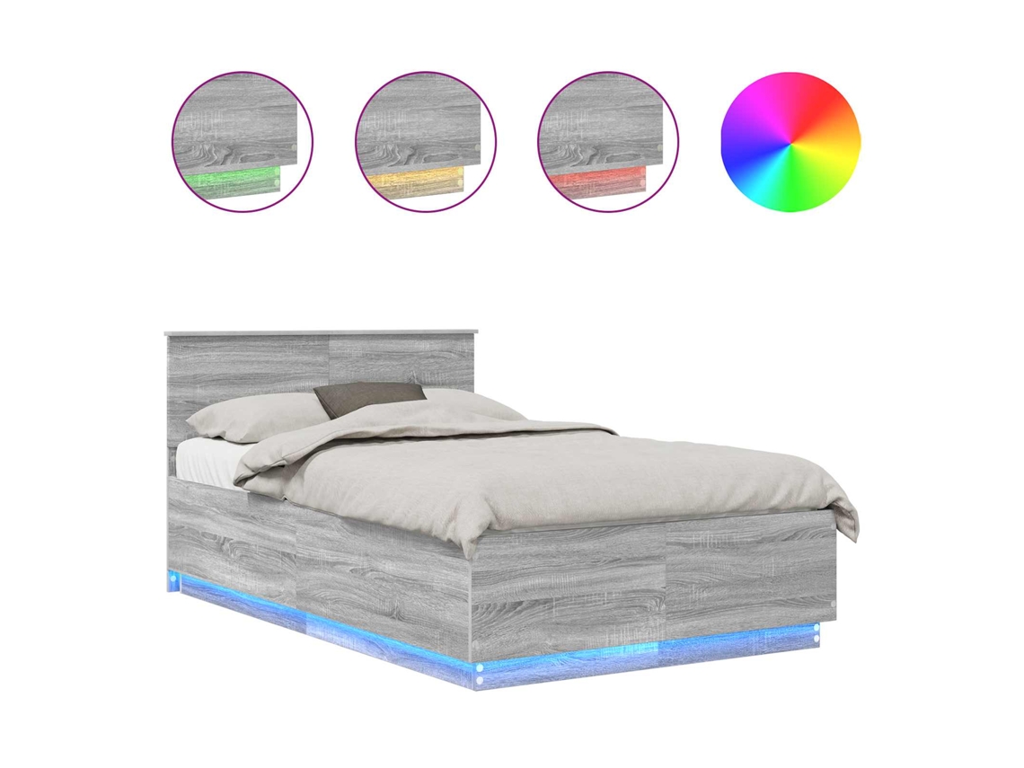 Estrutura de Cama Cinza Sonoma 135 X 190 cm Madeira Processada