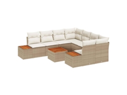Maison Exclusive - Conjunto De Sofá De Jardim 9 Pcs Bege Rattan Sintético