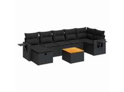 Conjunto de 8 sofás de jardim com almofadões Vime Pe Preto MAISON EXCLUSIVE (N/A)