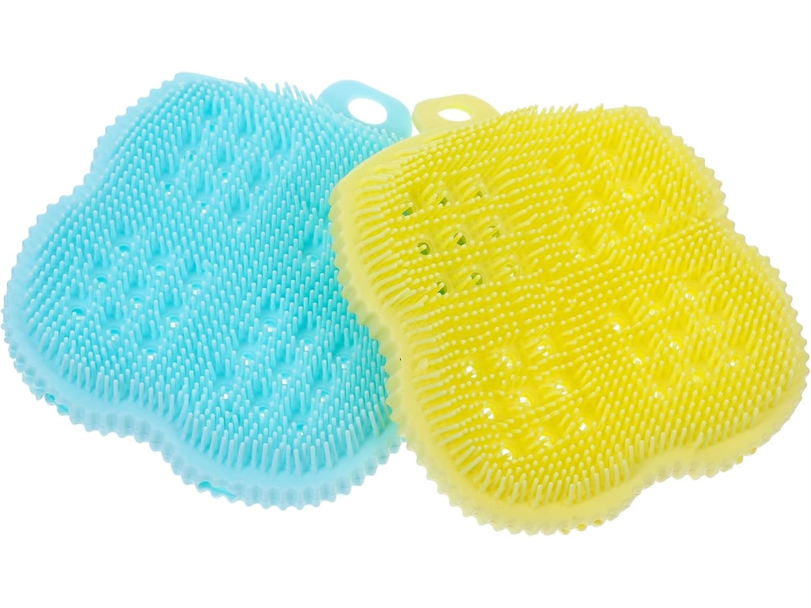 Conjunto De 2 Escovas Silicone Esfoliantes Para Cabelo E Corpo Banho Limpeza Massagem