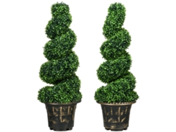 Conjunto 2 Plantas Buxo Uv 90cm Vasos Interior Exterior VELTRIX