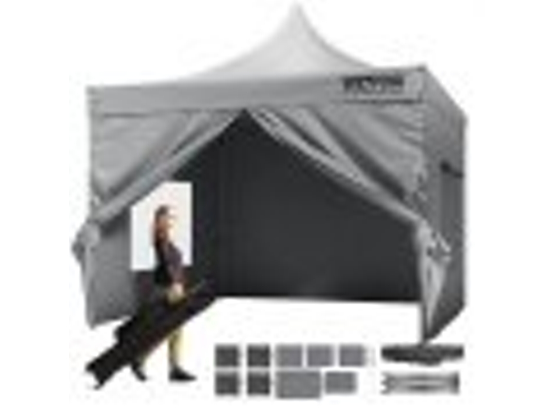 VEVOR Pop-Up Tenda Outdoor Dossel Gazebo Tenda 10X10Ft com Parede Lateral Cinza Escuro