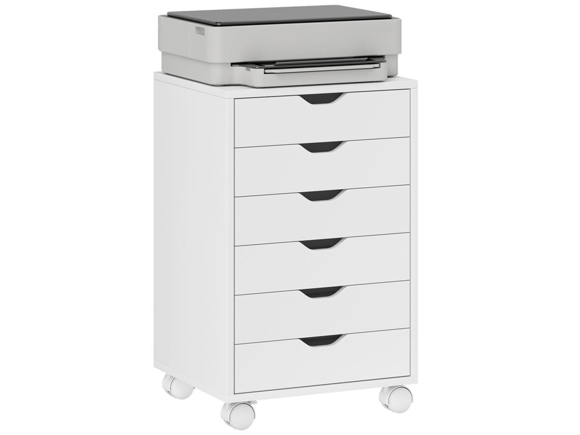 Bloco de Gavetas Melamina de Madeira Cor Branco 40x35x63 cm Homcom