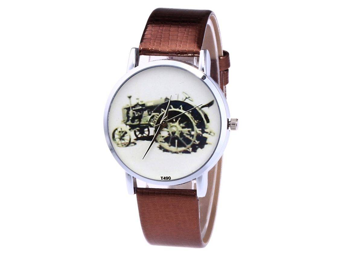 Reloj De Pareja Unisex Delgado Correa De Cuero Pu Reloj De Cuarzo Café