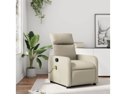 Vidaxl Poltrona De Massagens Reclinável Couro Artificial Cor Creme