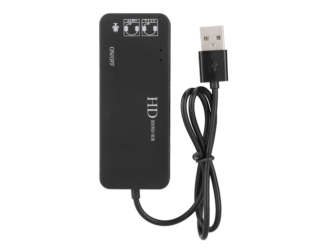 Hub Usb Externo De 3 Portas Adaptador De Placa De Som Com Canal Áudio 7.1 Splitter