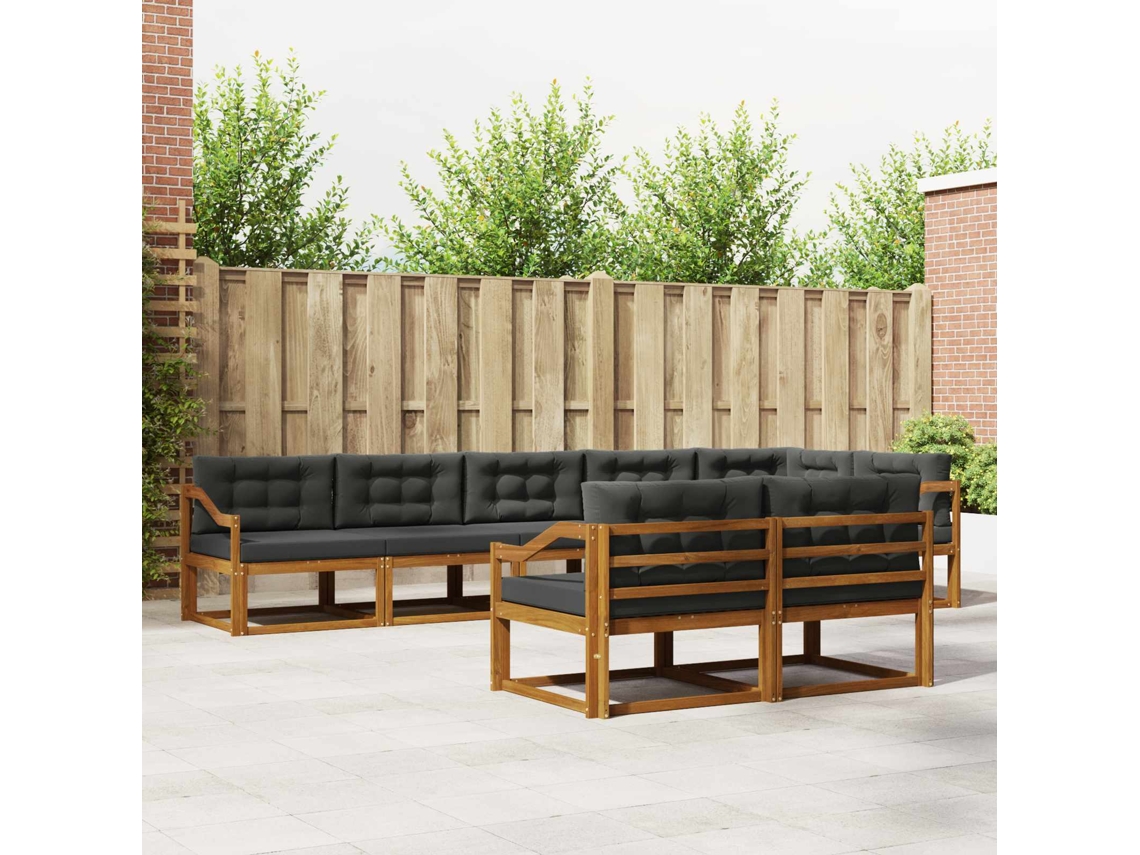 Vidaxl Conjunto De Sofás Para Exterior 8 Unid. Natural E Antracite