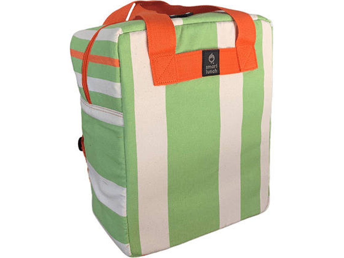 Geleira Backpack SMARTLUNCH Riscas (Verde - 26x16x32 cm- Tecido Algodão, Tecido Isótérmico)