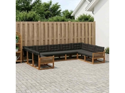 Vidaxl Conjunto De Sofás Para Exterior 9 Pcs Natural E Preto