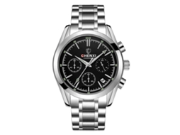 Reloj Analógico De Aleación De Cuarzo Con Dial Redondo Para Hombres Plata Negro