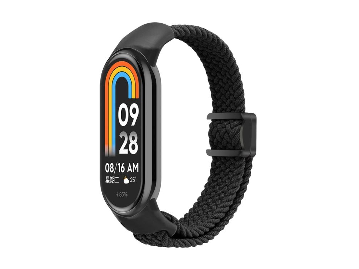 Bracelete para Xiaomi Smart Band 10/9/8 em nylon trançado com fivela magnética preta XIAOMOYU