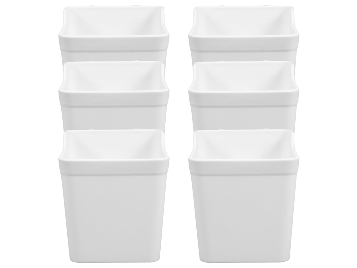 Conjunto De 6 Cestos Perfurados Em Abs Branco Organizar E Armazenar Peças Design Elegante Minimalista Cozinha Ou