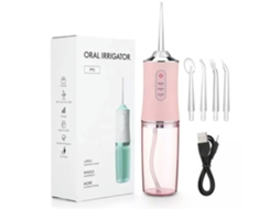 Irrigador Oral Limpeza de Dentes Dentários 3 Modo de Pressão 4 Ponta Jato Rosa 220Ml GERTIZ