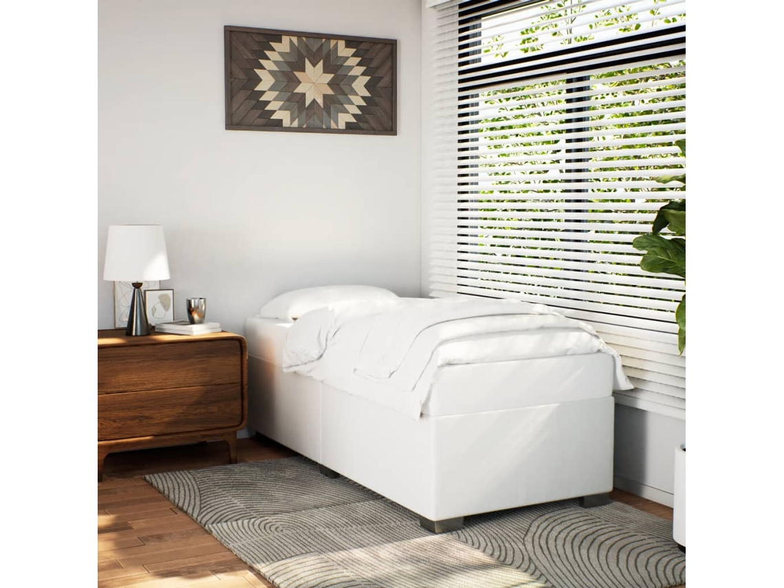 Vidaxl Estrutura De Cama 90x200 Cm Couro Artificial Branco